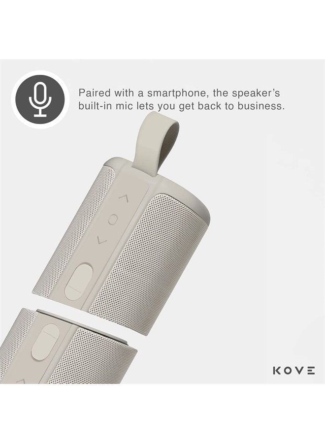 KOVE Commuter 2 Portable Speaker - Concrete Bluetooth Speakers, Wireless with HD Louder Volume, Deep Bass Subwoofer, Microphone, IPX7 Water Resistant - Perfect Boom Box for Home, Outdoor or Travel - Image 4