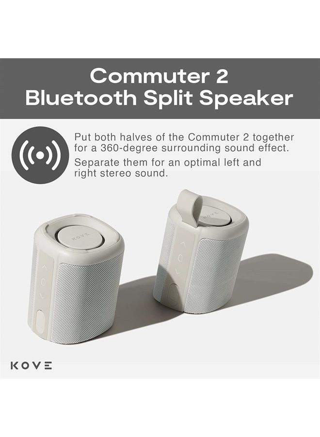 KOVE Commuter 2 Portable Speaker - Concrete Bluetooth Speakers, Wireless with HD Louder Volume, Deep Bass Subwoofer, Microphone, IPX7 Water Resistant - Perfect Boom Box for Home, Outdoor or Travel - Image 2