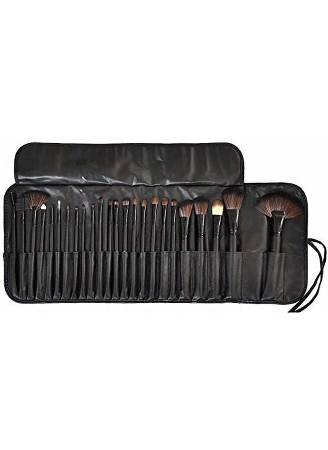 SKINPLUS SKINPLUS Professional Wood Make Up Brushes Sets With Leather Storage Pouch (Pack Of 24)  - Image 2