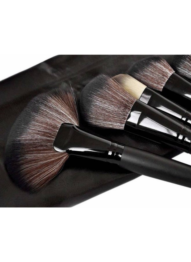 SKINPLUS SKINPLUS Professional Wood Make Up Brushes Sets With Leather Storage Pouch (Pack Of 24)  - Image 3
