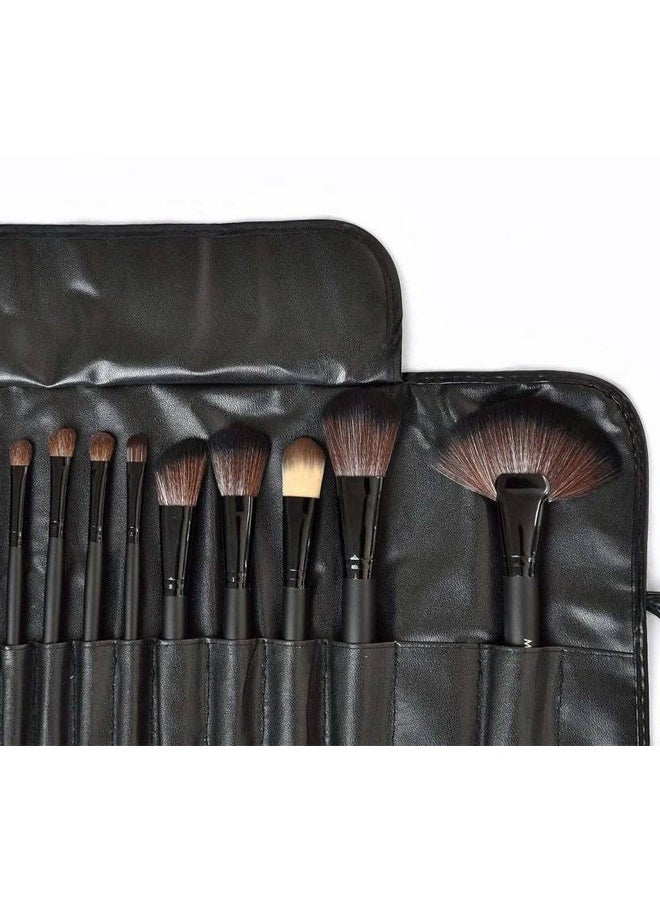 SKINPLUS SKINPLUS Professional Wood Make Up Brushes Sets With Leather Storage Pouch (Pack Of 24)  - Image 4