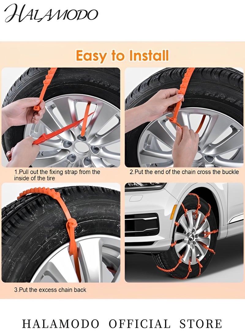 HALAMODO Anti Skid Tire Chains Universal Plastic Non-Slip Cable Tie Mud Land Extrication Chain for Winter Driving & Muddy Road Portable Snow Tire Chain for Pickup Trucks & SUV  - Image 3