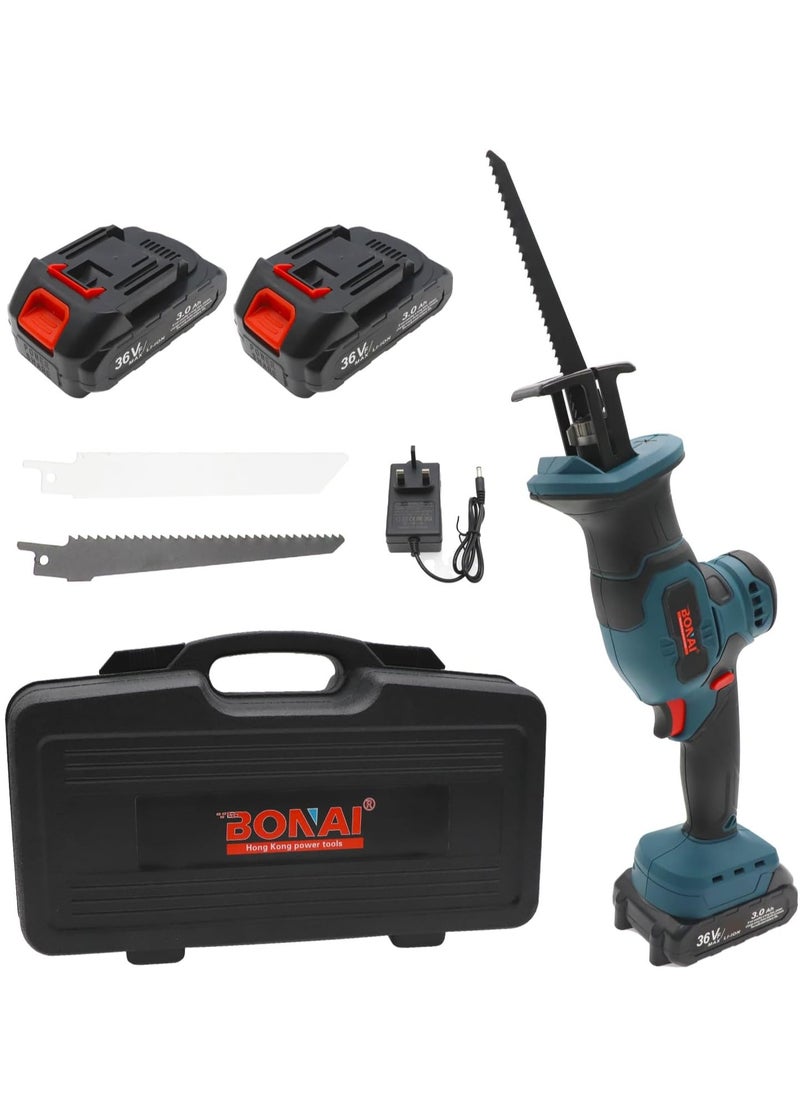 BONAI - BONAI 36V Powerful Reciprocating Saw with 2 Batteries 2 pcs Blades and charger for Wood and Metal Cutting - Image 1