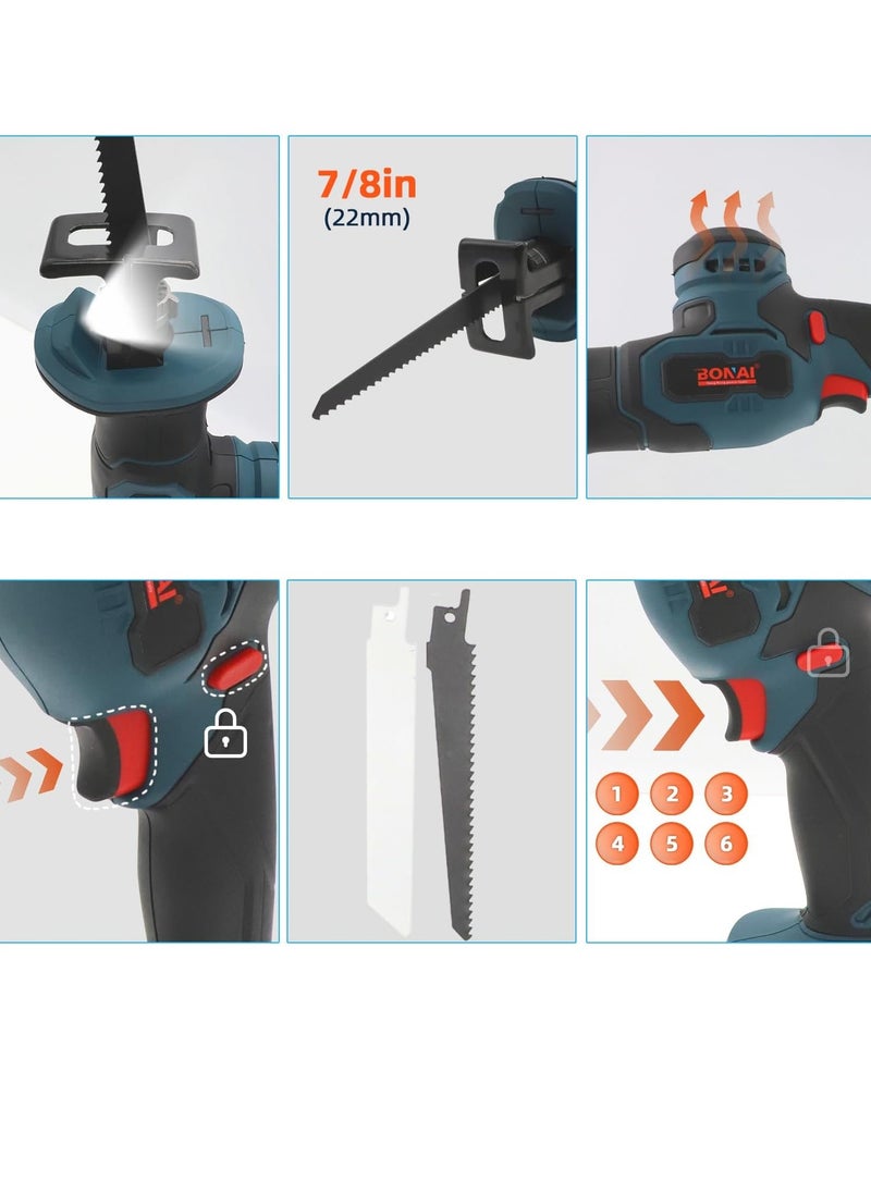 BONAI - BONAI 36V Powerful Reciprocating Saw with 2 Batteries 2 pcs Blades and charger for Wood and Metal Cutting - Image 1