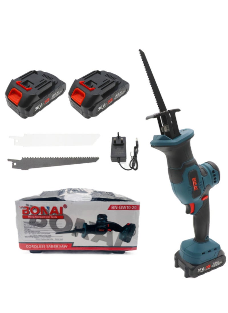 BONAI - BONAI 36V Powerful Reciprocating Saw with 2 Batteries 2 pcs Blades and charger for Wood and Metal Cutting - Image 1