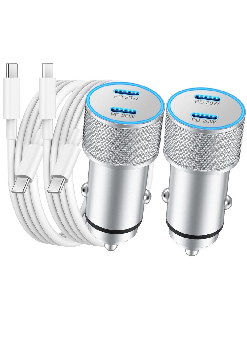 general iPhone 15/15 Pro Max Car Charger, 2 Pack 40W Dual Port Fast USB C Car Charger Power Adapter with 3FT USB C to C Cable for iPhone 15/15 Plus/15 Pro Max, iPad Pro/Air/Mini - Image 1