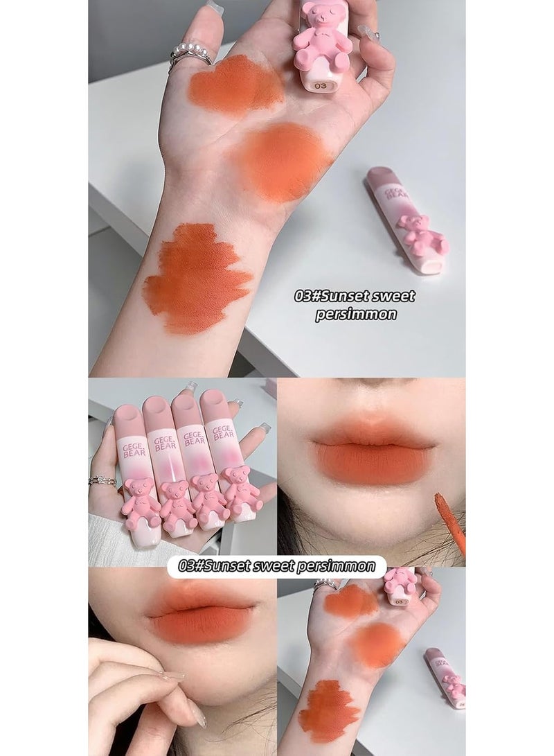 Gege Bear Tender Lip Glaze – Velvet Matte Lip Tint | Soft Mist Hydrating Lip Glaze | Long-Lasting, Non-Sticky Lip Color | High-Pigment Korean Beauty Lip Stain | Cute Bear Moisturizing Matte Lip Gloss | Smudge-Proof, Lightweight & Smooth Lip Makeup for Women (#3, 2.5g) - Image 2