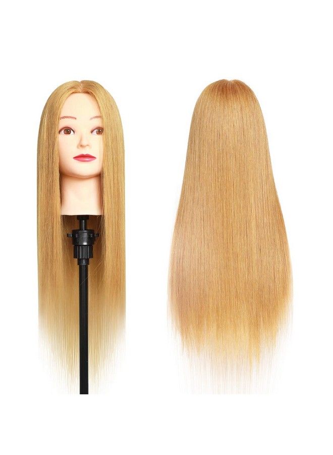 MEIBR Mannequin Head 100% Real Hair Styling Training Head 2427Inch Manikin Cosmetology Hairdressing Doll Head With Free Clamp Female+Braid Set (27#) - Image 2