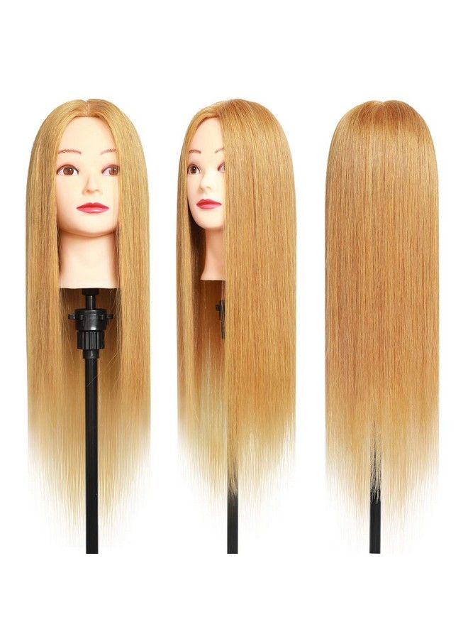 MEIBR Mannequin Head 100% Real Hair Styling Training Head 2427Inch Manikin Cosmetology Hairdressing Doll Head With Free Clamp Female+Braid Set (27#) - Image 3