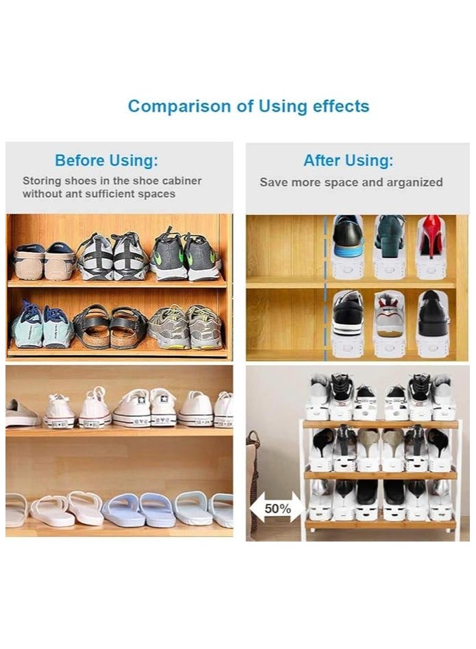 Generic 10 Pack Shoe Slots Organizer Adjustable Shoe Rack Space Saver Double Deck Shoe Stand Holder Shoe Stack for High Low Heels, Sneakers(White)  - Image 2
