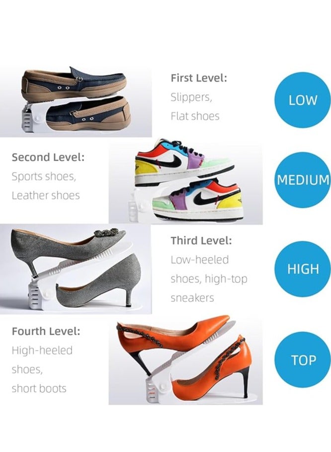 Generic 10 Pack Shoe Slots Organizer Adjustable Shoe Rack Space Saver Double Deck Shoe Stand Holder Shoe Stack for High Low Heels, Sneakers(White)  - Image 3
