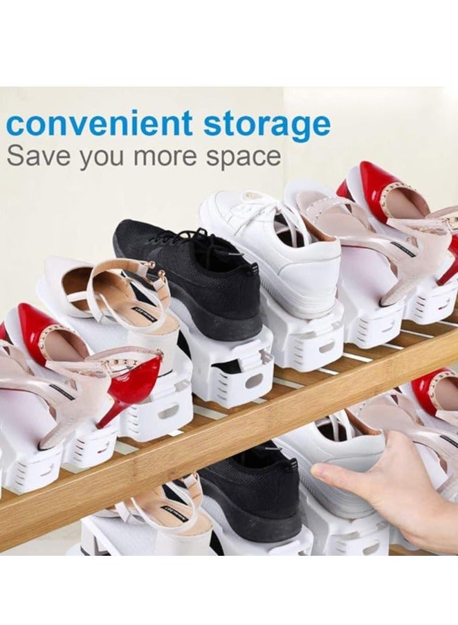Generic 10 Pack Shoe Slots Organizer Adjustable Shoe Rack Space Saver Double Deck Shoe Stand Holder Shoe Stack for High Low Heels, Sneakers(White)  - Image 4