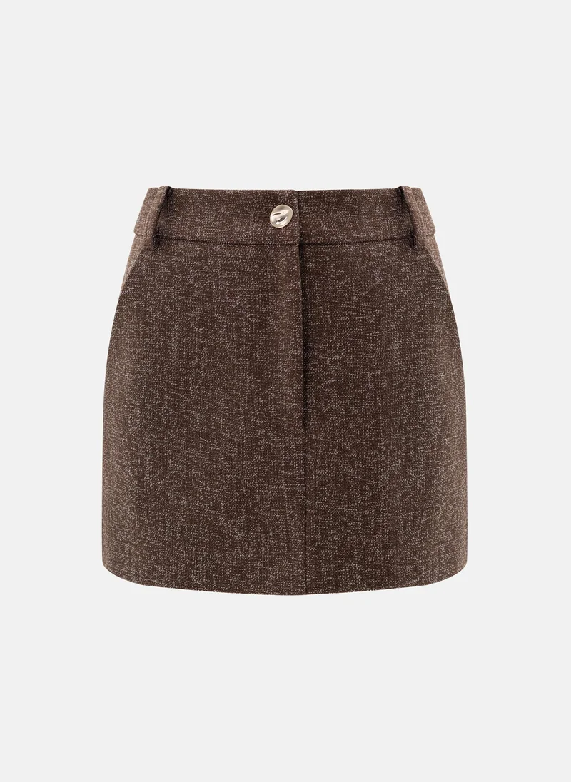 Lichi Textured straight mini skirt