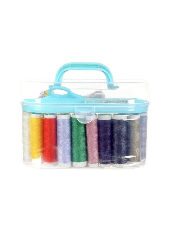 Sewing Kit with Plastic Storage Box, Tape Measure, Scissors, Pins, Buttons and More, Multi-Purpose Organizer for Crafts and Cosmetics