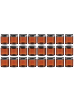 4 Ounce Amber Glass Straight Sided Mason Canning Jars - With 58Mm Black Metal Lids - Case Of 24