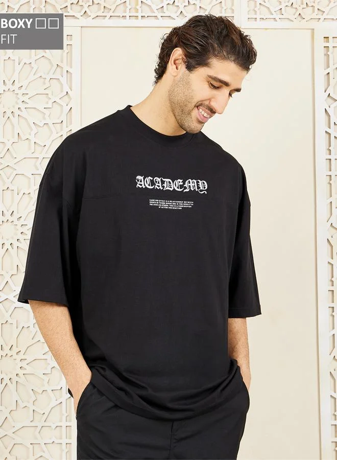 Styli Styli Embroidered Detail Compact Jersey Boxy T-Shirt