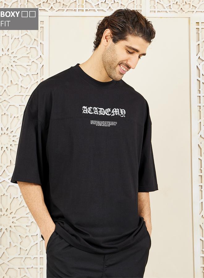 Styli Styli Embroidered Detail Compact Jersey Boxy T-Shirt  - Image 1