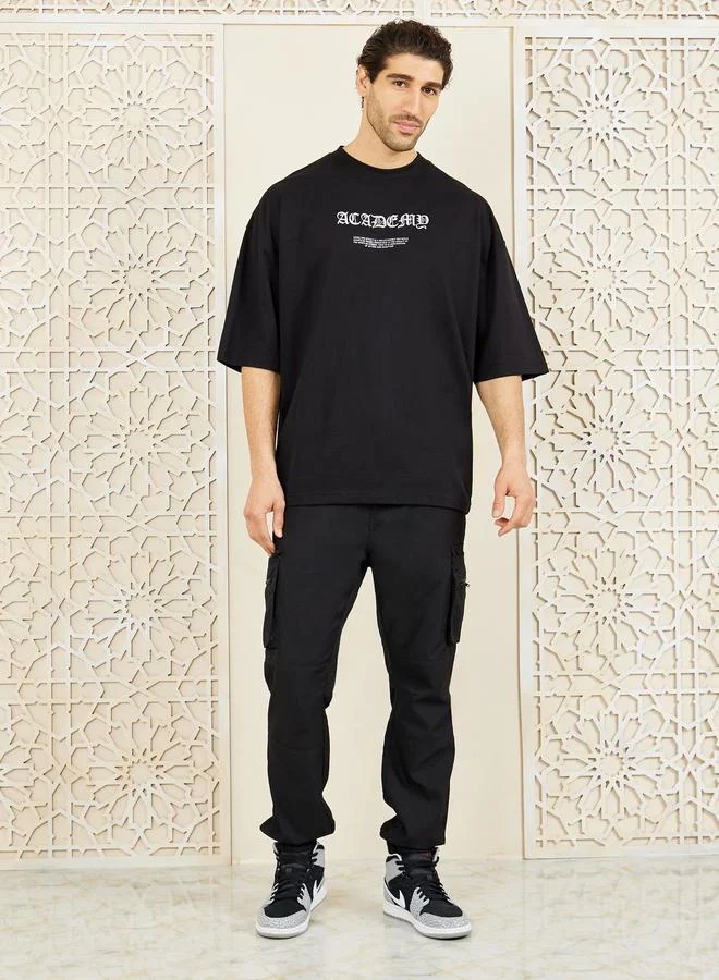 Styli Styli Embroidered Detail Compact Jersey Boxy T-Shirt