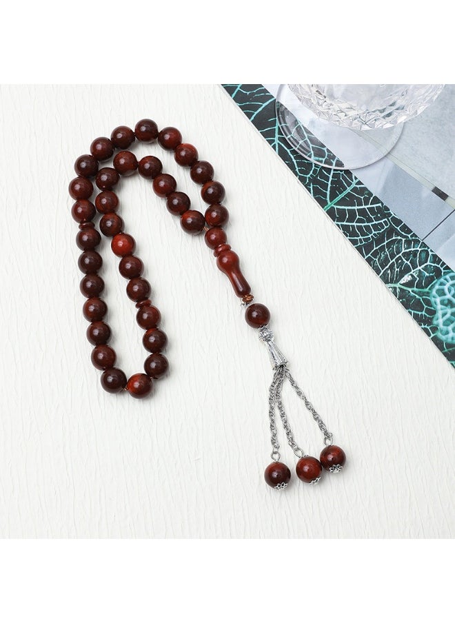 NIBEMINENT 33 Muslim Prayer Beads Reddish-brown/12mm 
