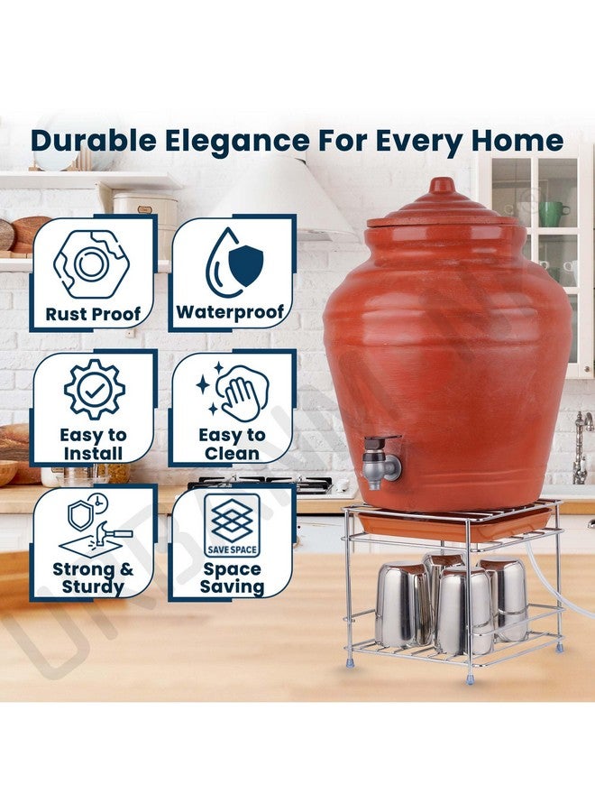 URBANMONK Flate Surface Matka Stand for Water Pot | Pot Stand for kitchen utensils | Steel Matka Stand for Kitchen | Water Pot Stand for Kitchen | 8 X 8 X 7.5 Inch - Image 4