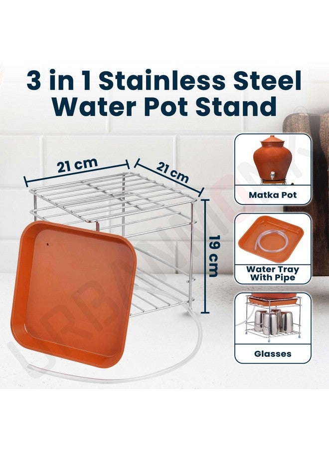 URBANMONK Flate Surface Matka Stand for Water Pot | Pot Stand for kitchen utensils | Steel Matka Stand for Kitchen | Water Pot Stand for Kitchen | 8 X 8 X 7.5 Inch - Image 3