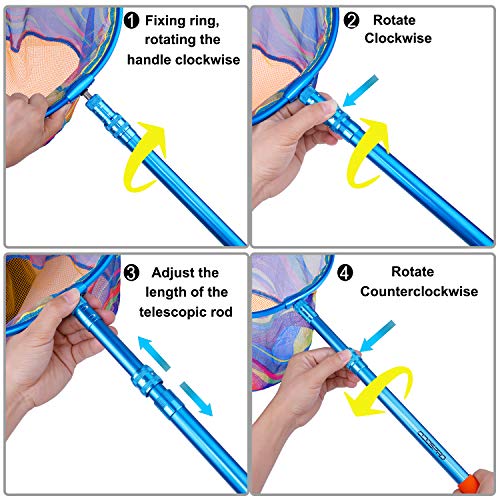 ODDSPRO Kids Fishing Net, Telescoping Bait Net, Minnow Net, Butterfly Net - 11.4" Net Depth, Handle Extends to 30" for Easy Catch and Release (blue 1pack) - Image 4