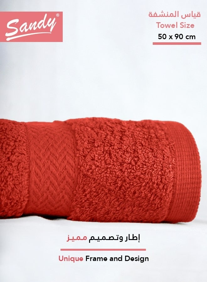 SANDY 100% Cotton Luxury Towel for Hair, Hand and Face, 600 GSM Made in Egypt, Ideal for Daily Use, High Absorbent and Super Soft 50x90 cm, Terra - Image 2