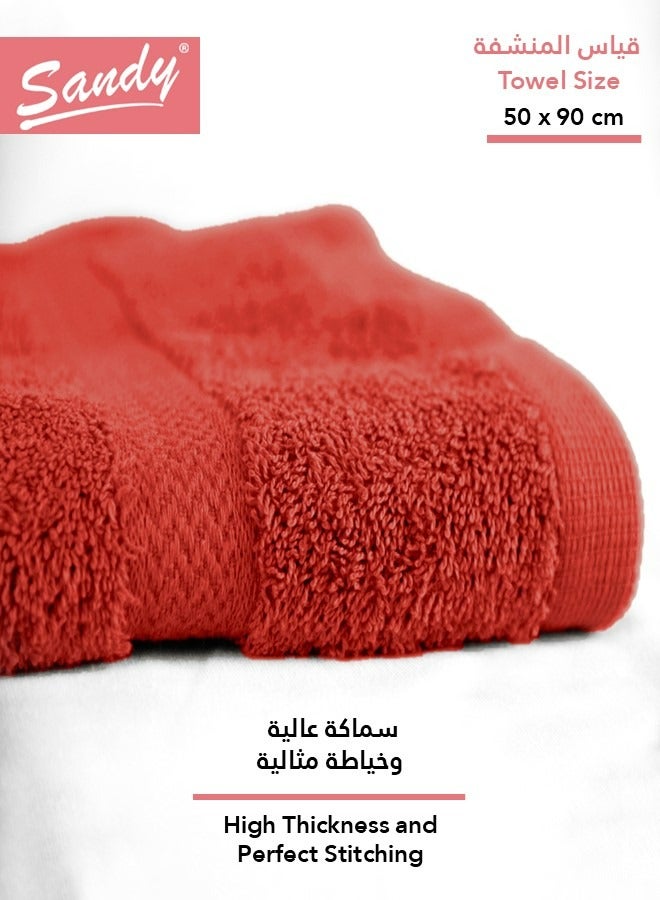 SANDY 100% Cotton Luxury Towel for Hair, Hand and Face, 600 GSM Made in Egypt, Ideal for Daily Use, High Absorbent and Super Soft 50x90 cm, Terra - Image 3