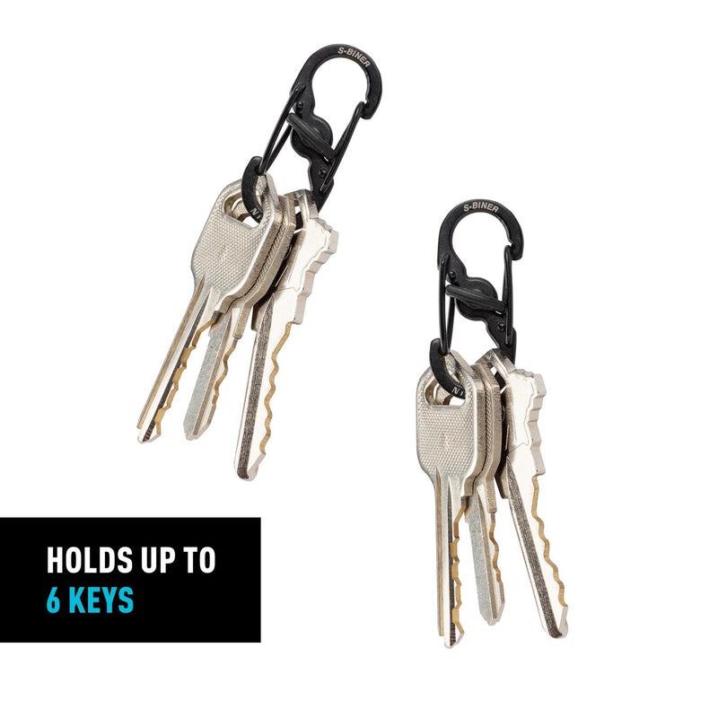 Nite Ize S-Biner MicroLock Stainless Steel - S-Biner with Locking Dual Sided Gates - Keep Keys Secure with Carabiner Key Holder - Black (2 Pack) - Image 5