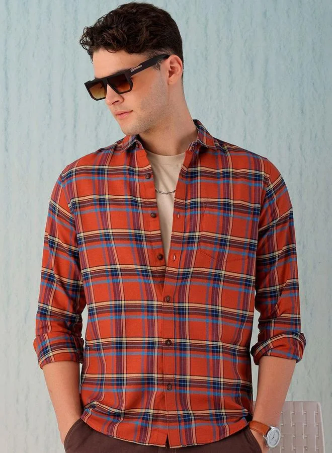 Take Two Men Red Plaid Flannel Casual Shirt By HardSoda