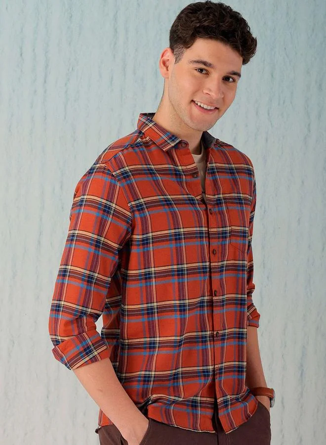 تايك تو قميص رجالي كاروهات أحمر من فلانيل كاجوال من هارد سودا
