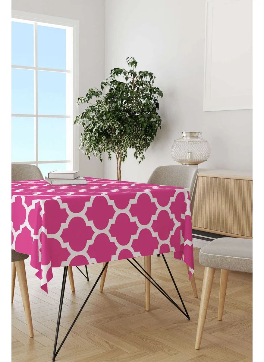 Cango Home Pink White Modern Geometric Patterned Digital Printed Tablecloth OTYK538-MS