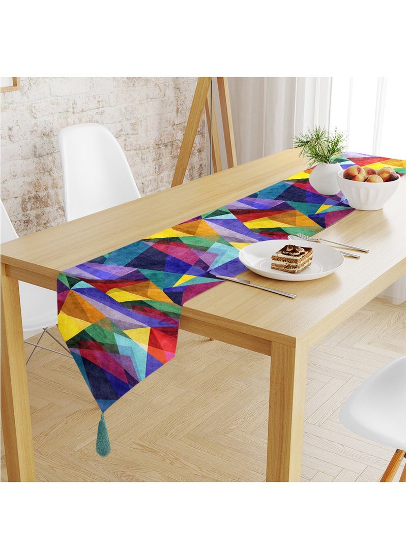 RIZARIES Colorful Abstract Geo Table Runner 