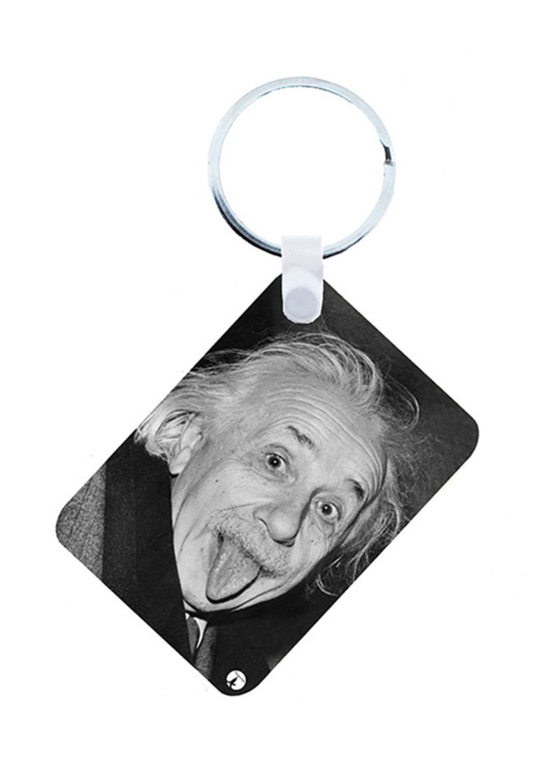 Albert Einstein Wooden Keychain
