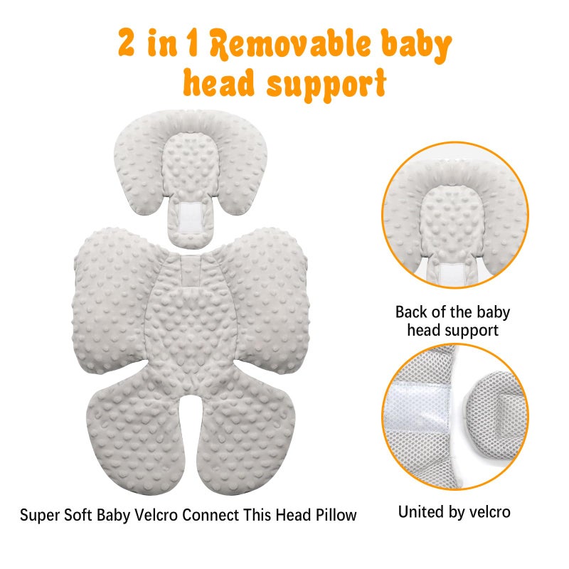KAKIBLIN Infant Car Seat Insert, Carseat Head Insert & Body Support for Newborn, 2-in-1 Reversible Newborn Car Seat Cushion, Soft Stroller Insert for Car Seats, Bouncer, Strollers, Swing - Image 5