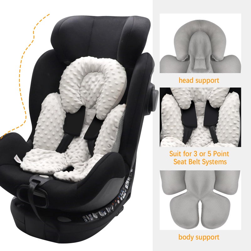 KAKIBLIN Infant Car Seat Insert, Carseat Head Insert & Body Support for Newborn, 2-in-1 Reversible Newborn Car Seat Cushion, Soft Stroller Insert for Car Seats, Bouncer, Strollers, Swing - Image 2
