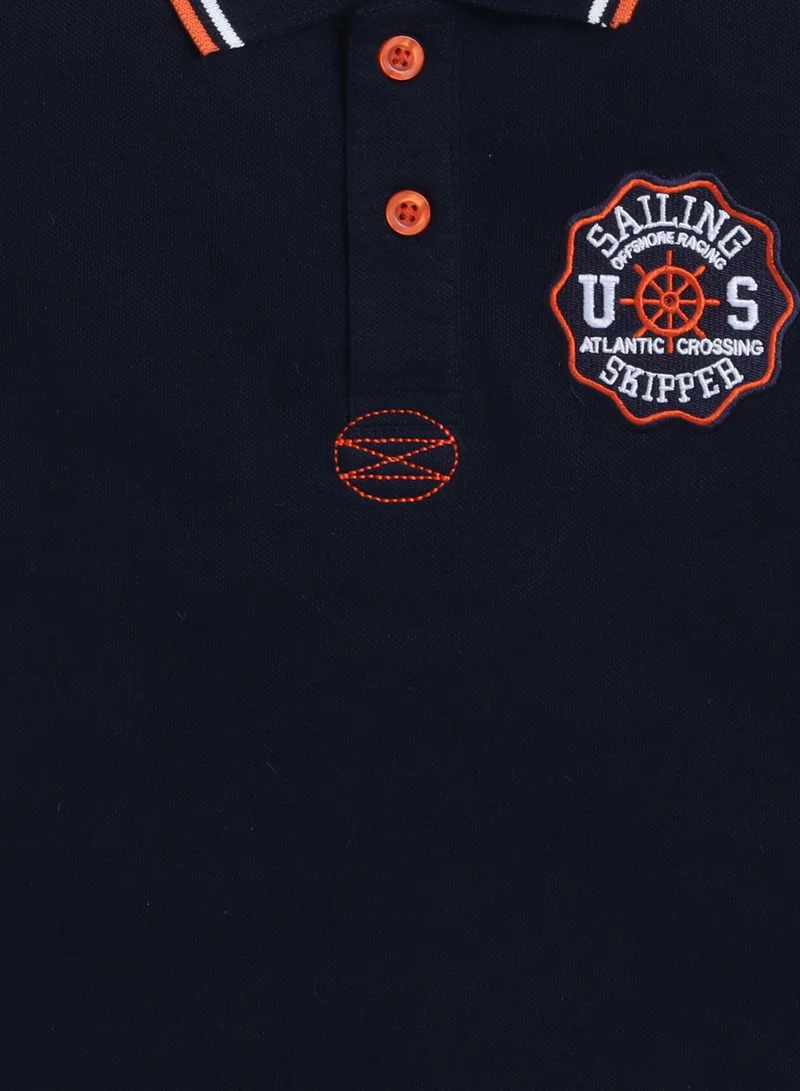 victor and jane Victor & Jane Junior Boys' Polo T-Shirt – Navy colour with Embroidered label detail
