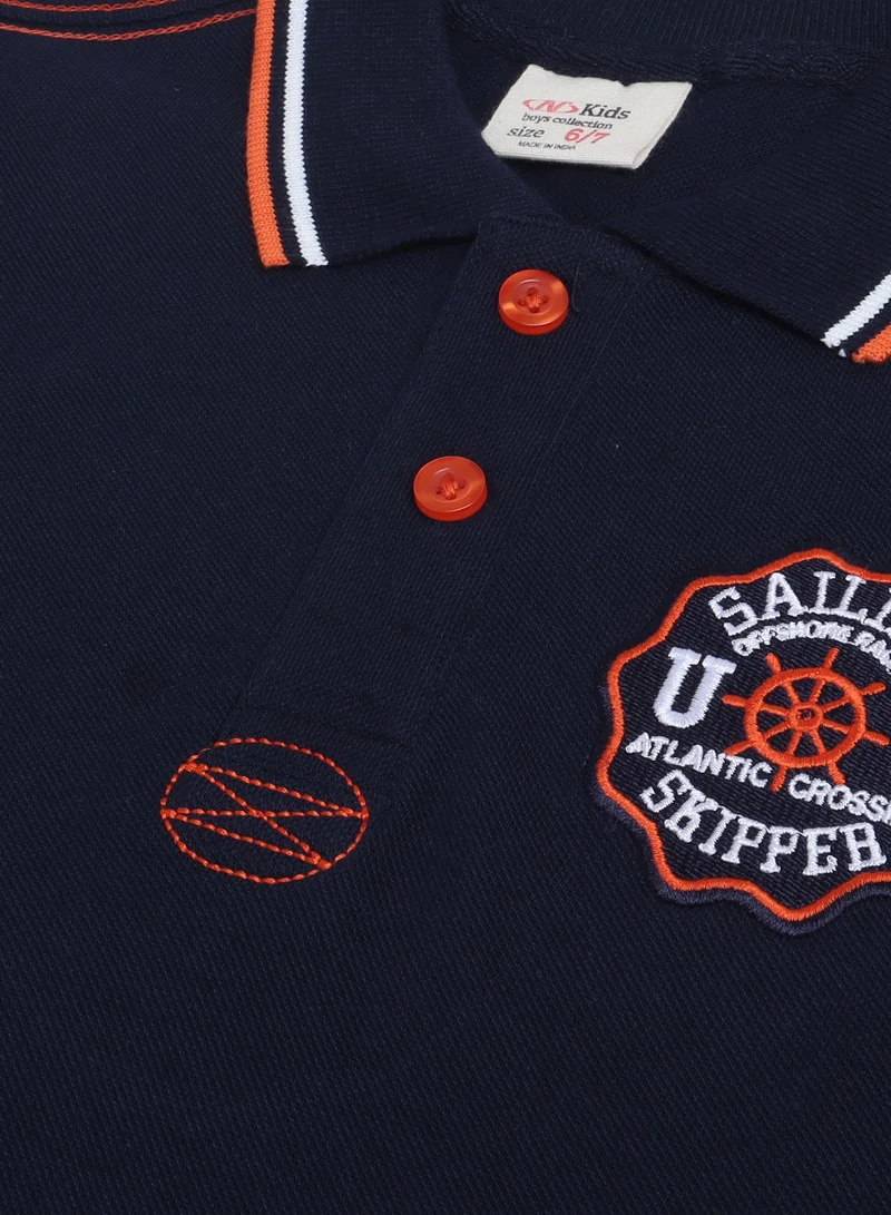 victor and jane Victor & Jane Junior Boys' Polo T-Shirt – Navy colour with Embroidered label detail