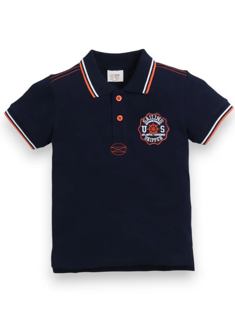 victor and jane Victor & Jane Junior Boys' Polo T-Shirt – Navy colour with Embroidered label detail