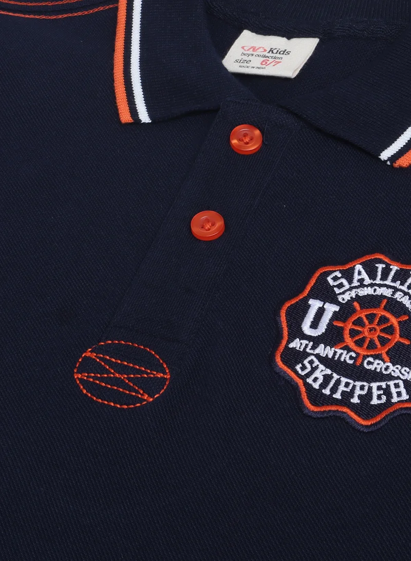 victor and jane Victor & Jane Junior Boys' Polo T-Shirt – Navy colour with Embroidered label detail