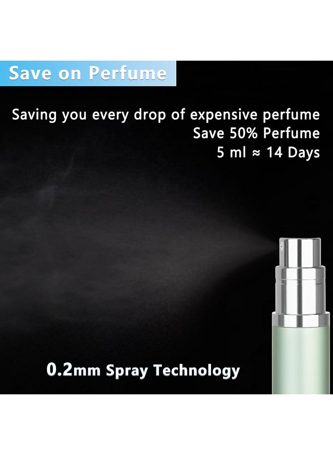 شابية زجاجة عطر فاخرة للسفر قابلة لإعادة التعبئة، سعة 5 مل، مضادة للتسرب، قابلة لإعادة التعبئة، بخاخ عطر محمول - أزرق فاتح + أخضر فاتح - Image 2