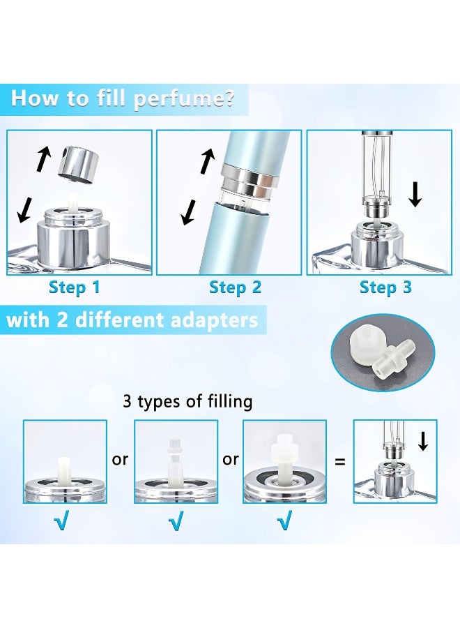 شابية زجاجة عطر فاخرة للسفر قابلة لإعادة التعبئة، سعة 5 مل، مضادة للتسرب، قابلة لإعادة التعبئة، بخاخ عطر محمول - أزرق فاتح + أخضر فاتح - Image 4