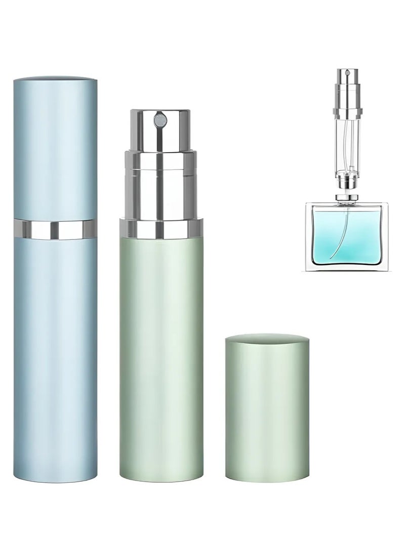 شابية زجاجة عطر فاخرة للسفر قابلة لإعادة التعبئة، سعة 5 مل، مضادة للتسرب، قابلة لإعادة التعبئة، بخاخ عطر محمول - أزرق فاتح + أخضر فاتح - Image 1