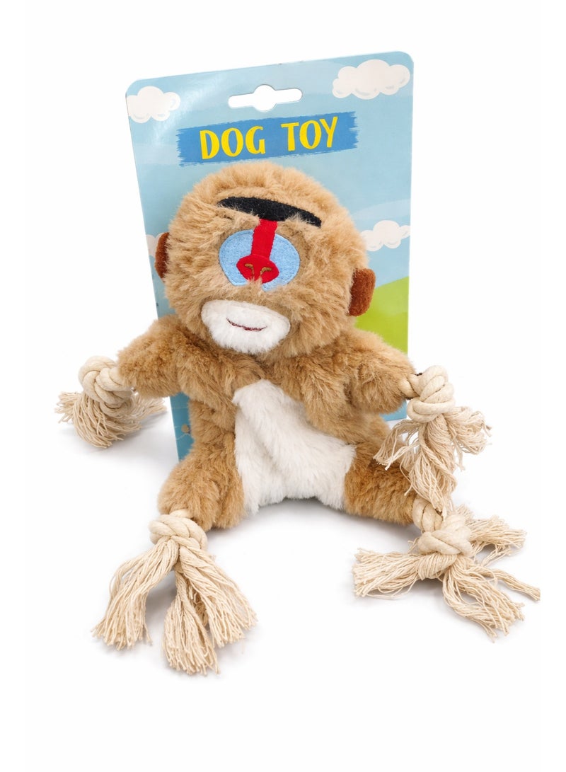 Plush Monkey Dog Toy with Rope Arms and Legs, Interactive Chew and Tug Play Toy for Pets - Image 2