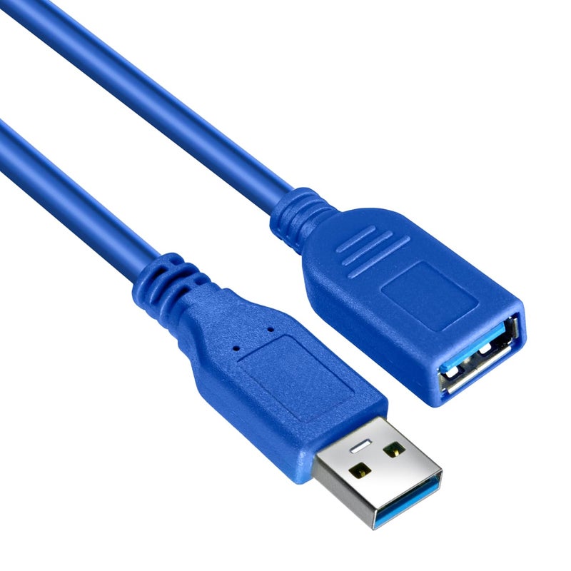 Storite حزمة 2 كابل تمديد USB 3.0 ذكر إلى أنثى عالي السرعة 5Gbps لنقل البيانات للوحة المفاتيح، الفأرة، محرك الفلاش، القرص الصلب، الطابعة والمزيد (أزرق - 1.5 م) - Image 3