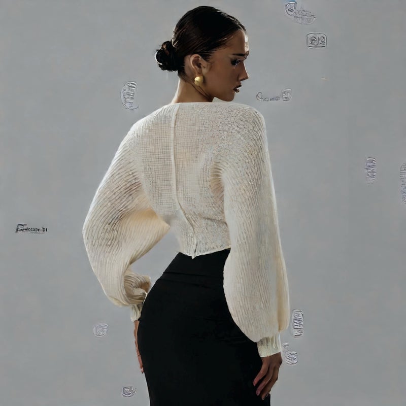 Sexy V-Neck Cropped Knit Sweater - Image 4
