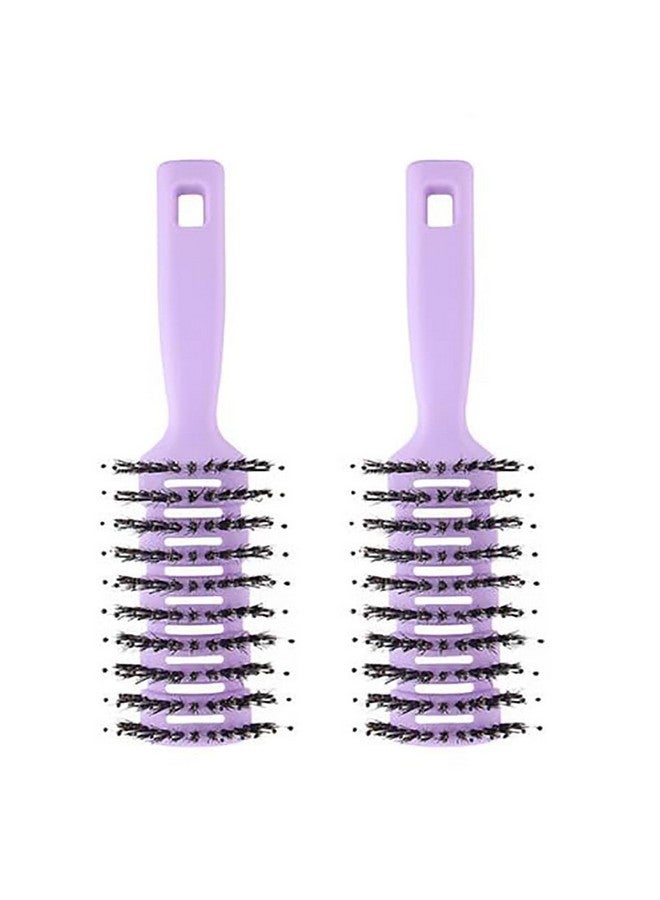 Hearts Hair Brush | Flexible Bristles Brush | Hair Brush With Paddle | Quick Drying Hair Brush | Suitable For All Hair Types | Round Vented Hair Brush | 2 Piece | C13-X-Purp | Purple - Image 1