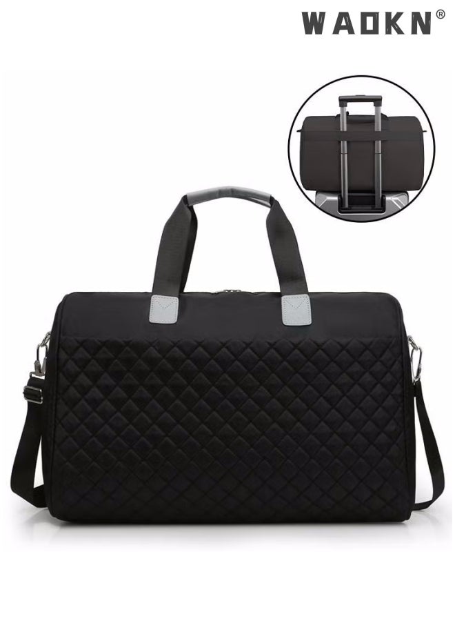 WAOKN Sports Gym Bag, Travel Weekend Duffle Bag Large Capacity Lightweight Waterproof Oxford Fabric Multipurpose Shoulder Luggage Bag for Fitness Sports Training Trip Carry Bags for Unisex Black  - Image 1