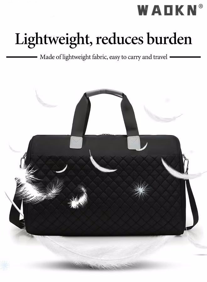 WAOKN Sports Gym Bag, Travel Weekend Duffle Bag Large Capacity Lightweight Waterproof Oxford Fabric Multipurpose Shoulder Luggage Bag for Fitness Sports Training Trip Carry Bags for Unisex Black  - Image 4