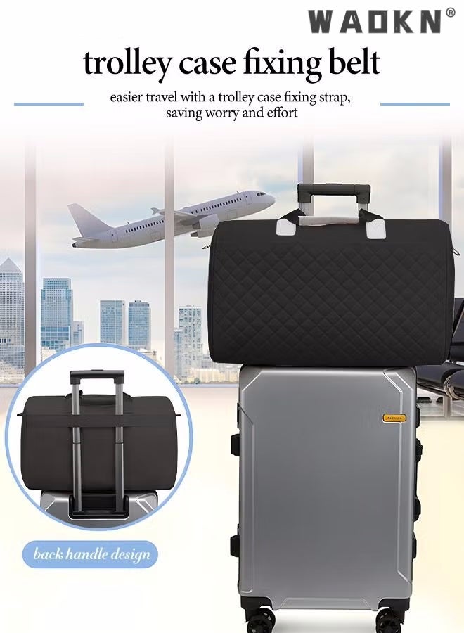 WAOKN Sports Gym Bag, Travel Weekend Duffle Bag Large Capacity Lightweight Waterproof Oxford Fabric Multipurpose Shoulder Luggage Bag for Fitness Sports Training Trip Carry Bags for Unisex Black  - Image 2
